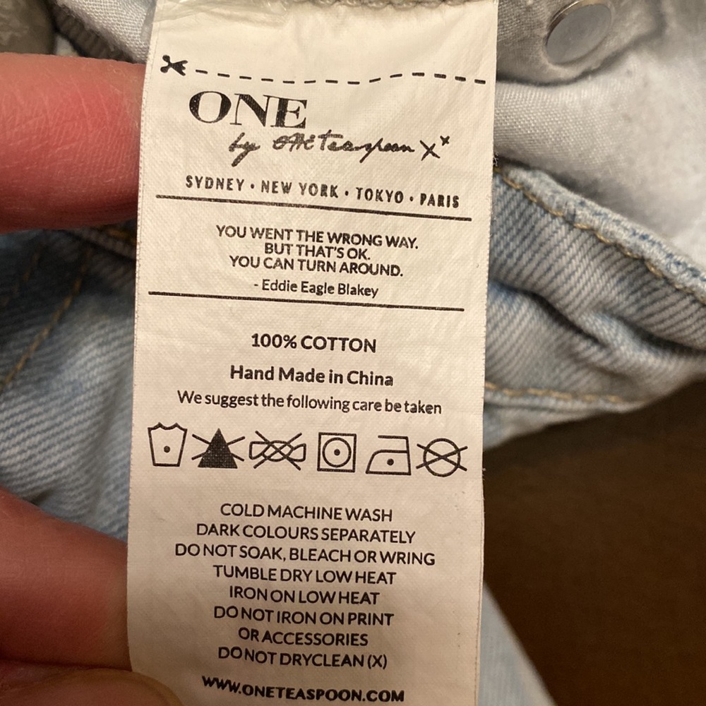 One Teaspoon Eagles Distressed Drop Crotch Cropped jeans size 27 - Picture 6 of 10